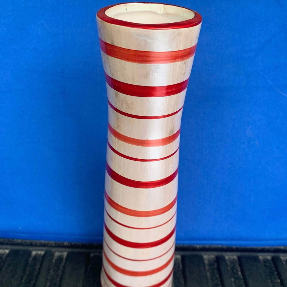 Candy Stripe Vase. Ceramic. Light weight. Fun. Works with tall flowers!